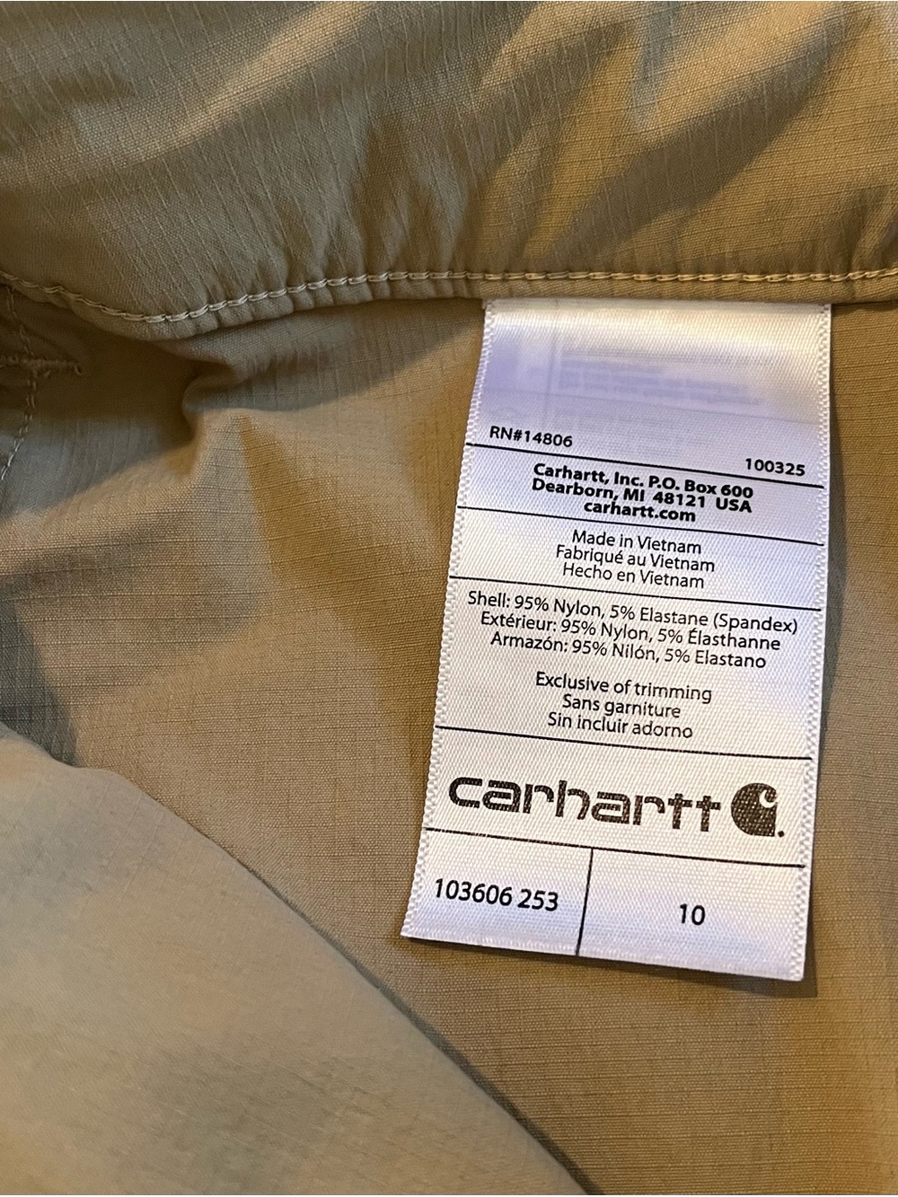 Carhartt Women's Straight Fit Cargo Shorts Size 10 Khaki Tan - Picture 4 of 5